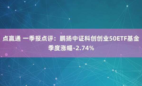 点赢通 一季报点评:鹏扬中证科创创业50ETF基金季度涨幅-2.74%